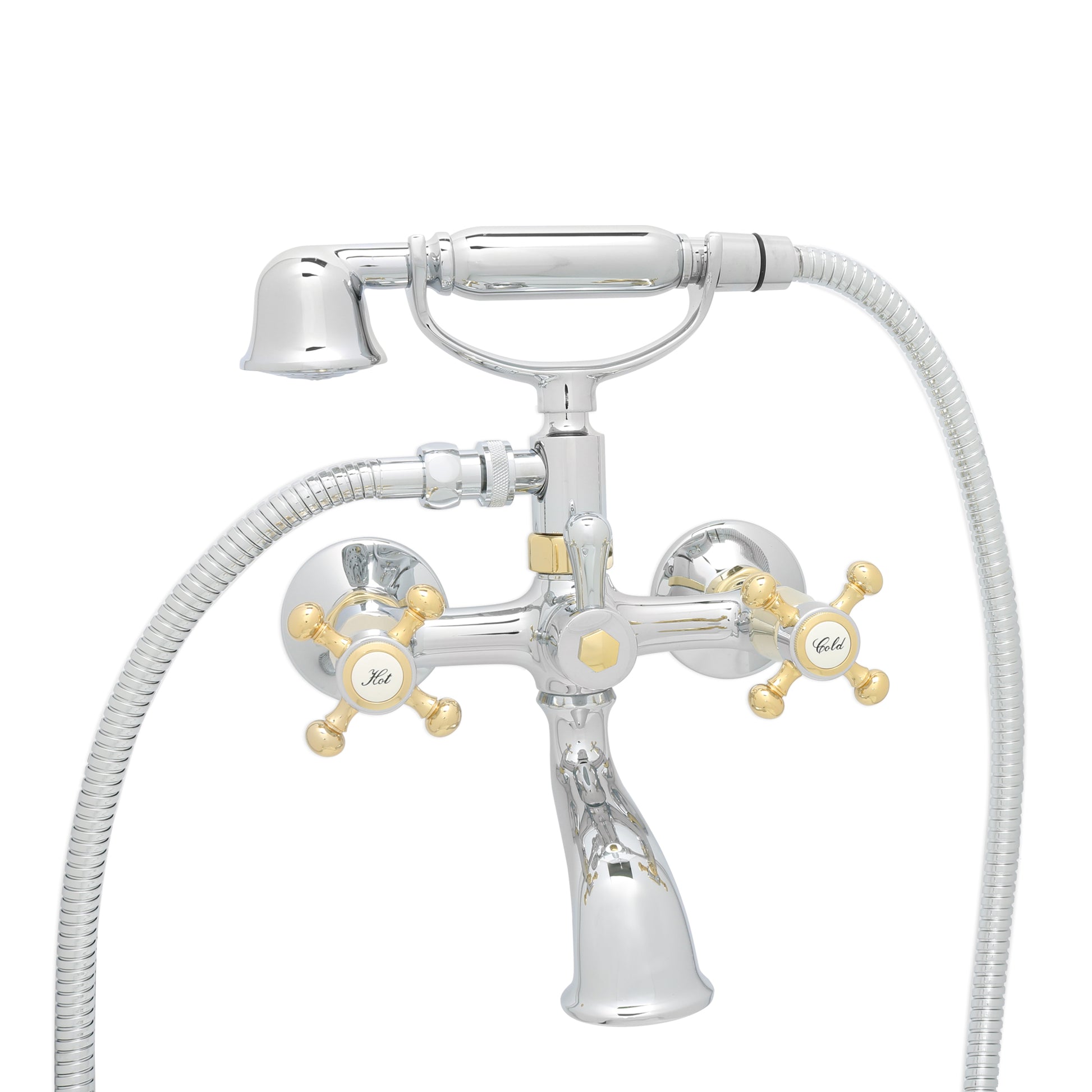 خلاط شاور مكشوف بدش يدوي كروم ذهبي