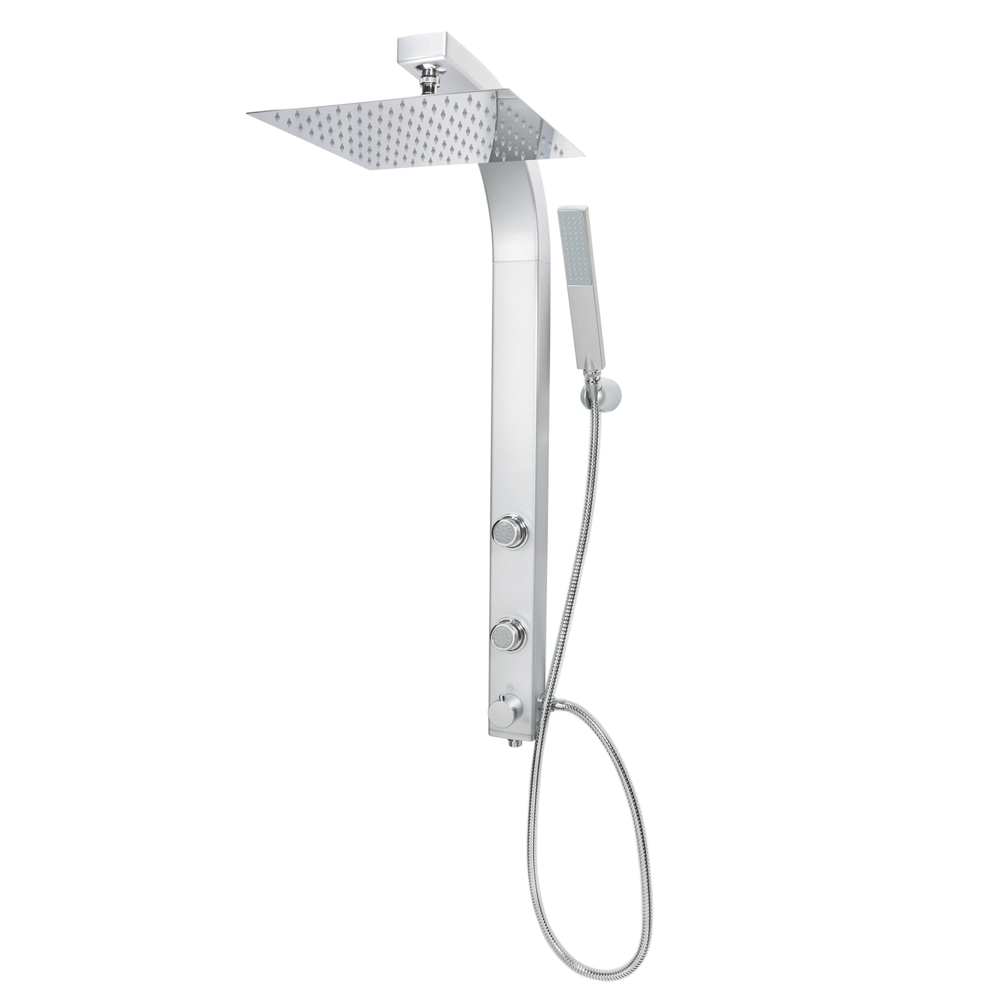 سكة دش مع دش يدوي ورأس مربع كروم غير لامع