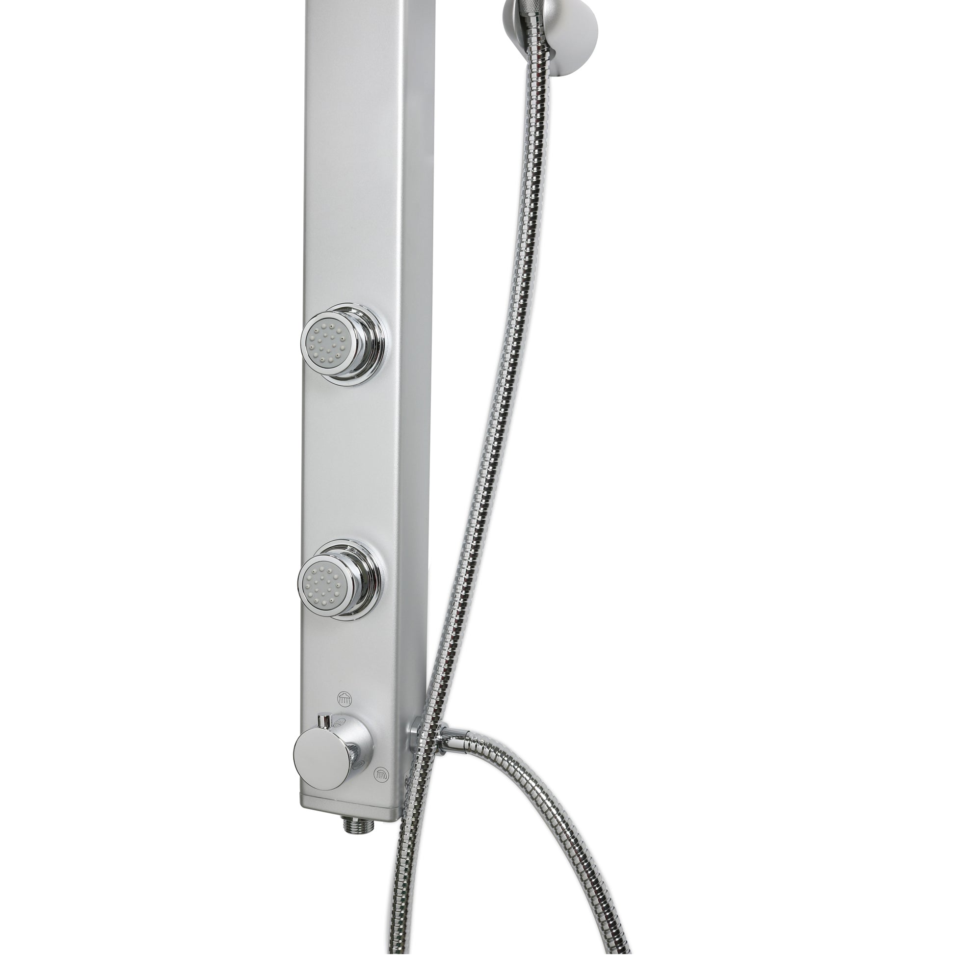 سكة دش مع دش يدوي ورأس مربع كروم غير لامع