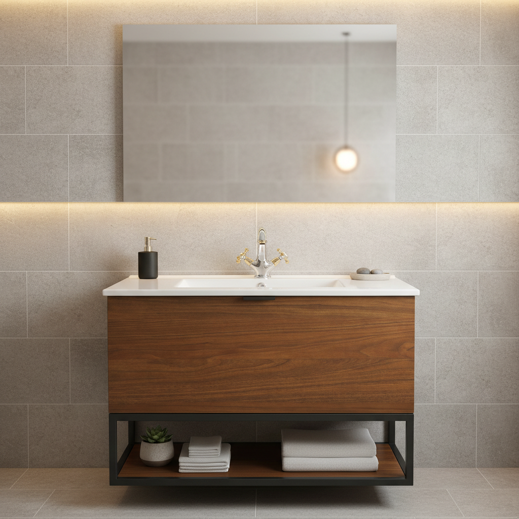 كابينة مغسلة مفردة مع مرايا