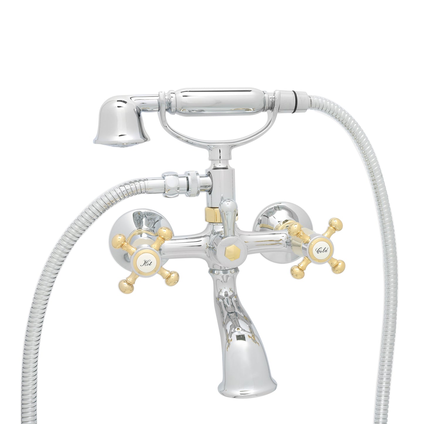خلاط شاور مكشوف بدش يدوي كروم ذهبي