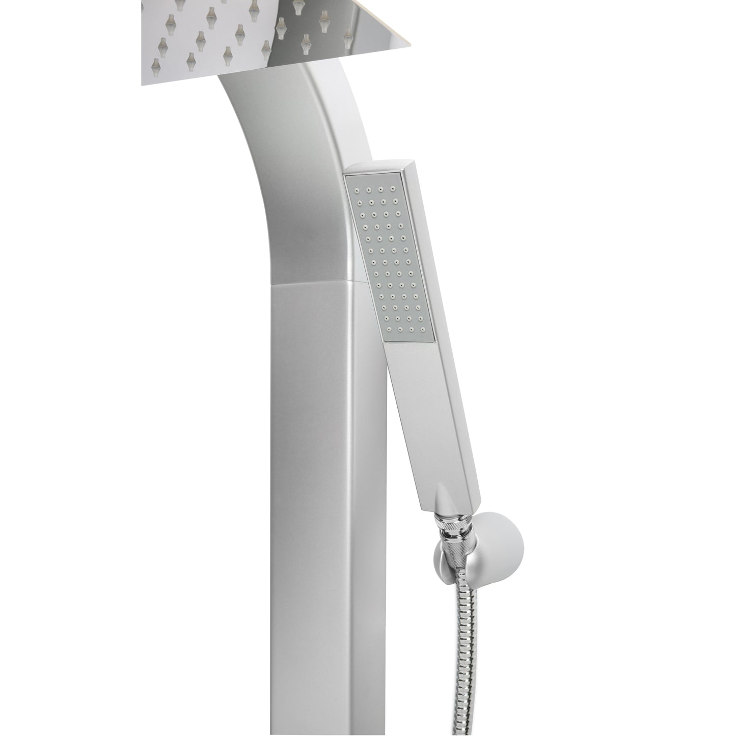 سكة دش مع دش يدوي ورأس مربع كروم غير لامع