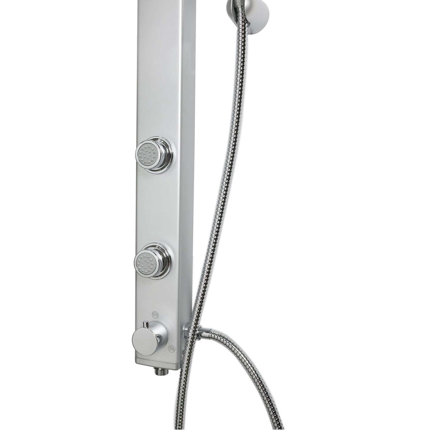 سكة دش مع دش يدوي ورأس مربع كروم غير لامع