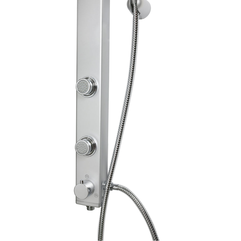 سكة دش مع دش يدوي ورأس مربع كروم غير لامع