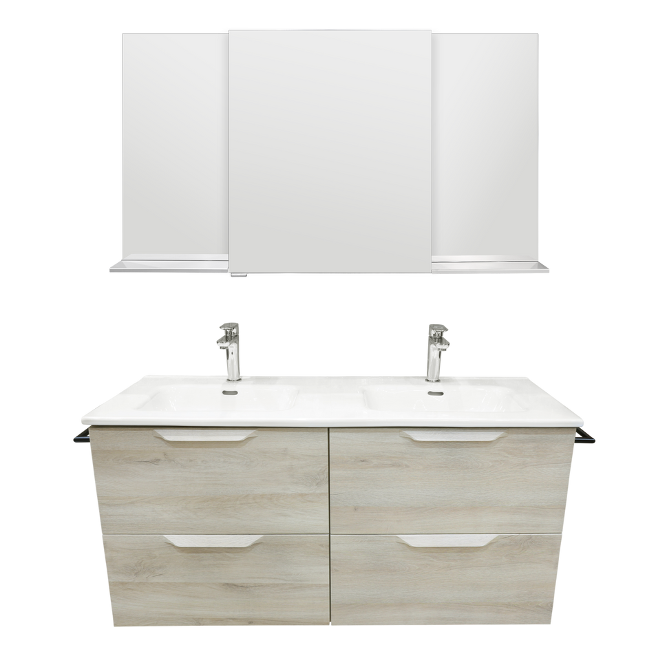 كابينة مغسلة مزدوجة مع مرايا